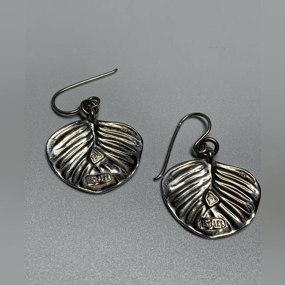 Silpada Vintage Rare Sterling Silver GROW Leaf Fr Wire Earrings (Israeli made) - Picture 7 of 9